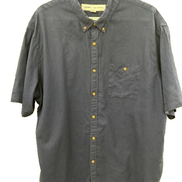 Old Navy Mens XXLarge Slim Fit Linen Cotton Blend Button Up Shirt Navy - Picture 6 of 6